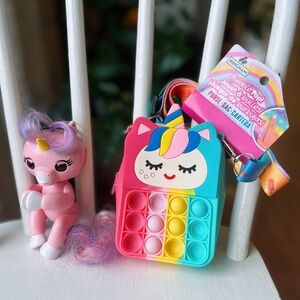 Fingerling Pink Unicorn with Bubble Pop Unicorn Purse - Kids Toys